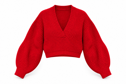 Maglia drop rossa con maniche a palloncino