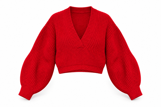 Maglia drop rossa con maniche a palloncino