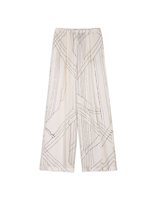 Pantalone Stampato in Seta Alysi, verde acqua